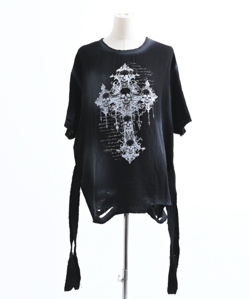 REFLEM(レフレム)の「『REFLEM/レフレム』ダブルガーゼダメージデザイントップス(Tシャツ/カットソー・レディース・ホワイト/ブラック・FREE)」の10枚目の写真