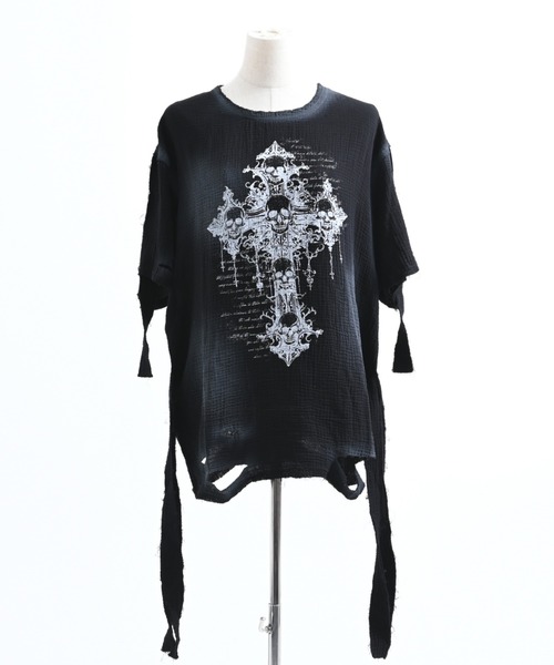 REFLEM(レフレム)の「『REFLEM/レフレム』ダブルガーゼダメージデザイントップス(Tシャツ/カットソー・レディース・ホワイト/ブラック・FREE)」の13枚目の写真