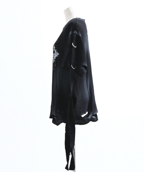 REFLEM(レフレム)の「『REFLEM/レフレム』ダブルガーゼダメージデザイントップス(Tシャツ/カットソー・レディース・ホワイト/ブラック・FREE)」の14枚目の写真