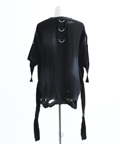 REFLEM(レフレム)の「『REFLEM/レフレム』ダブルガーゼダメージデザイントップス(Tシャツ/カットソー・レディース・ホワイト/ブラック・FREE)」の15枚目の写真