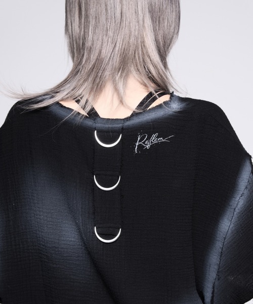 REFLEM(レフレム)の「『REFLEM/レフレム』ダブルガーゼダメージデザイントップス(Tシャツ/カットソー・レディース・ホワイト/ブラック・FREE)」の6枚目の写真