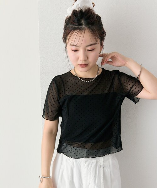 mystic(ミスティック)の「ドットシアーTOPS(Tシャツ/カットソー・レディース・アイボリー/ブラック・FREE)」の21枚目の写真