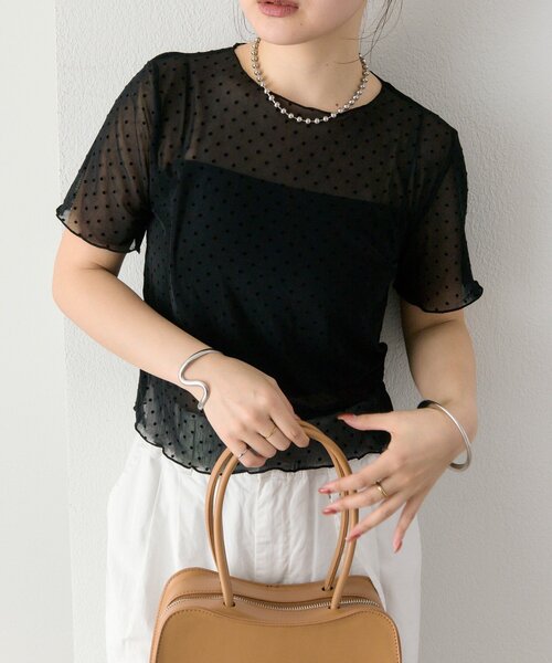 mystic(ミスティック)の「ドットシアーTOPS(Tシャツ/カットソー・レディース・アイボリー/ブラック・FREE)」の22枚目の写真