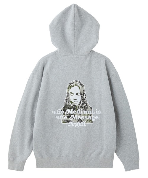 BRUSHED COLLAGE GRAPHIC FACE PATCH ZIP UP SWEAT HOODIE（パーカー