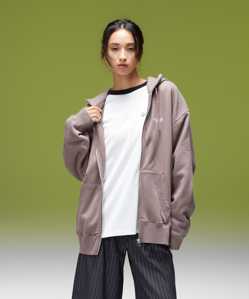 X-girl(エックスガール)の「BRUSHED COLLAGE GRAPHIC FACE PATCH ZIP UP SWEAT HOODIE(パーカー・レディース・アッシュ/ブラック/ブラウン・M/S)」の5枚目の写真