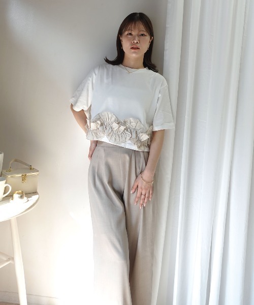 CORNERS(コーナーズ)の「フリルドッキングTシャツ(Tシャツ/カットソー・レディース・ブラック/ホワイト・M)」の3枚目の写真