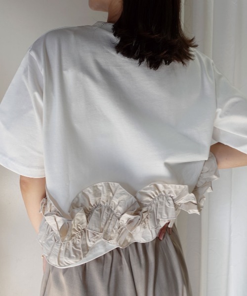CORNERS(コーナーズ)の「フリルドッキングTシャツ(Tシャツ/カットソー・レディース・ブラック/ホワイト・M)」の4枚目の写真