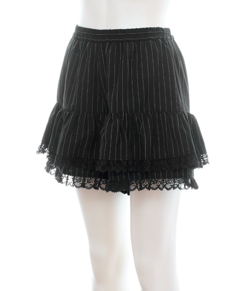 Secret Honey(シークレットハニー)の「ラッフルネクタイ半袖セットアップ(セットアップ・レディース・ブラック/ピンク/ストライプ・MEDIUM)」の4枚目の写真