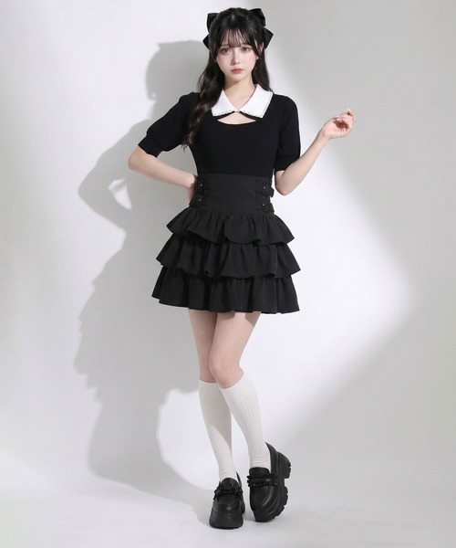 Lilymel(リリメル)の「サイドバックルティアードミニスカート(スカート・レディース・ブラック/チェック・LL~3L/L~LL/M-L)」の12枚目の写真