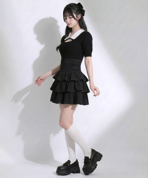 Lilymel(リリメル)の「サイドバックルティアードミニスカート(スカート・レディース・ブラック/チェック・LL~3L/L~LL/M-L)」の13枚目の写真