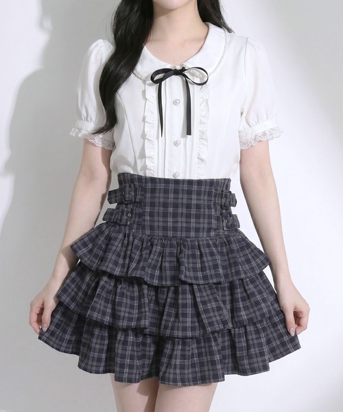 Lilymel(リリメル)の「サイドバックルティアードミニスカート(スカート・レディース・ブラック/チェック・LL~3L/L~LL/M-L)」の18枚目の写真