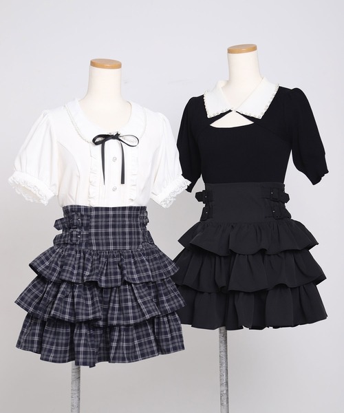 Lilymel(リリメル)の「サイドバックルティアードミニスカート(スカート・レディース・ブラック/チェック・LL~3L/L~LL/M-L)」の20枚目の写真
