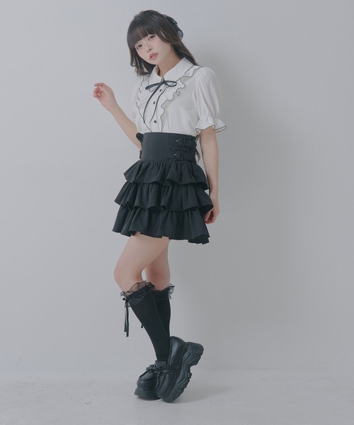 Lilymel(リリメル)の「サイドバックルティアードミニスカート(スカート・レディース・ブラック/チェック・LL~3L/L~LL/M-L)」の21枚目の写真
