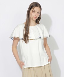 CB CRESTBRIDGE | 【Quiet checkシリーズ】ラッフルケープトップス(Tシャツ/カットソー)