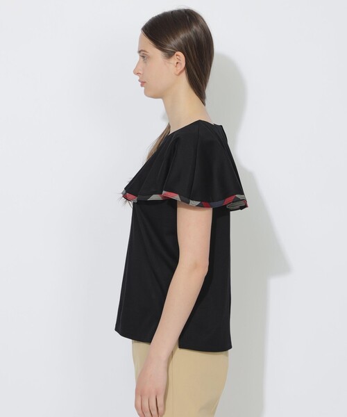 CB CRESTBRIDGE(シービークレストブリッジ)の「【Quiet checkシリーズ】ラッフルケープトップス(Tシャツ/カットソー・レディース・ブラック/ブルー/オフホワイト・M)」の18枚目の写真