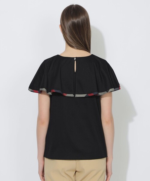 CB CRESTBRIDGE(シービークレストブリッジ)の「【Quiet checkシリーズ】ラッフルケープトップス(Tシャツ/カットソー・レディース・ブラック/ブルー/オフホワイト・M)」の17枚目の写真
