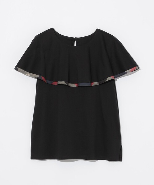 CB CRESTBRIDGE(シービークレストブリッジ)の「【Quiet checkシリーズ】ラッフルケープトップス(Tシャツ/カットソー・レディース・ブラック/ブルー/オフホワイト・M)」の14枚目の写真