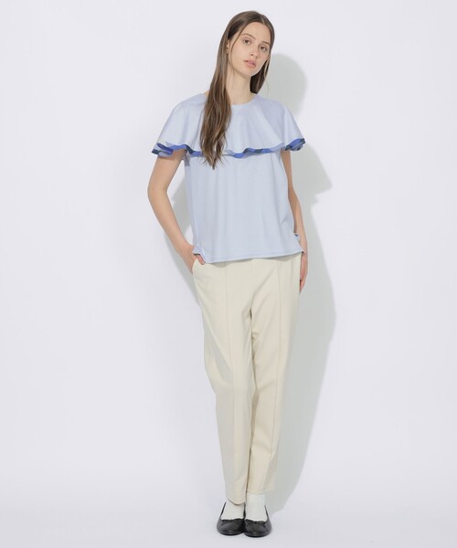 CB CRESTBRIDGE(シービークレストブリッジ)の「【Quiet checkシリーズ】ラッフルケープトップス(Tシャツ/カットソー・レディース・ブラック/ブルー/オフホワイト・M)」の13枚目の写真
