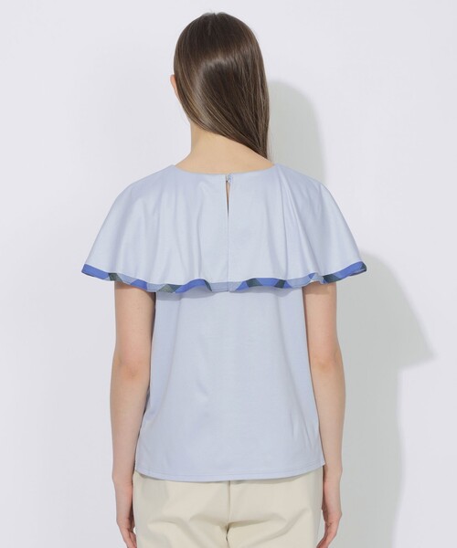 CB CRESTBRIDGE(シービークレストブリッジ)の「【Quiet checkシリーズ】ラッフルケープトップス(Tシャツ/カットソー・レディース・ブラック/ブルー/オフホワイト・M)」の11枚目の写真