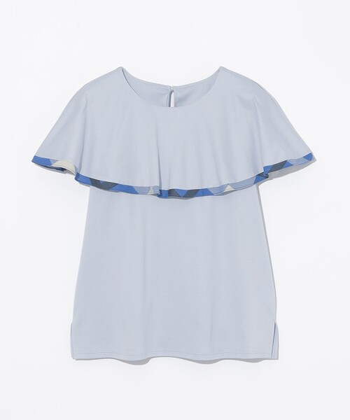 CB CRESTBRIDGE(シービークレストブリッジ)の「【Quiet checkシリーズ】ラッフルケープトップス(Tシャツ/カットソー・レディース・ブラック/ブルー/オフホワイト・M)」の8枚目の写真