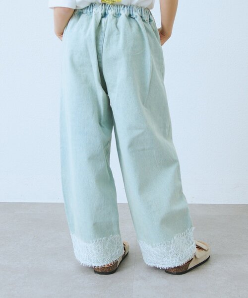 CIAOPANIC TYPY(チャオパニックティピー)の「【KIDS】裾レース切替ワイドデニム(デニムパンツ・キッズ・サックスブルー・SMALL/MEDIUM/LARGE/X-LARGE/XX-LARGE)」の9枚目の写真
