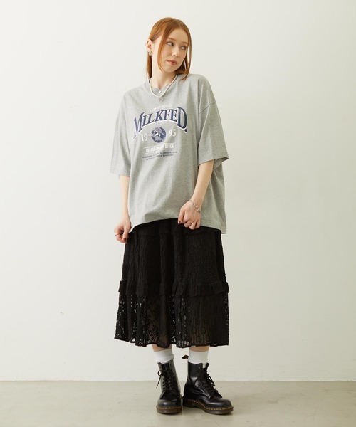 MILKFED.（ミルクフェド）の「EAGLE ARCH LOGO S/S TEE（Tシャツ/カットソー・レディース・オフホワイト/アッシュ/バーガンディー・L/M）」の5枚目の写真