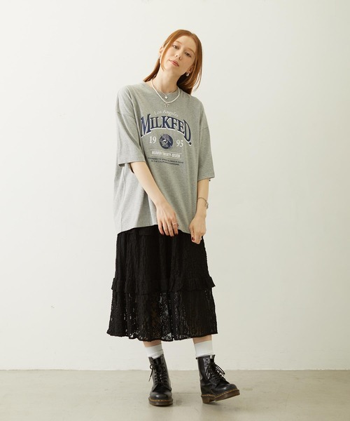MILKFED.（ミルクフェド）の「EAGLE ARCH LOGO S/S TEE（Tシャツ/カットソー・レディース・オフホワイト/アッシュ/バーガンディー・L/M）」の7枚目の写真