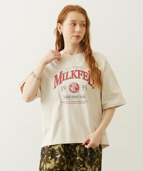 MILKFED.（ミルクフェド）の「EAGLE ARCH LOGO S/S TEE（Tシャツ/カットソー・レディース・オフホワイト/アッシュ/バーガンディー・L/M）」の11枚目の写真