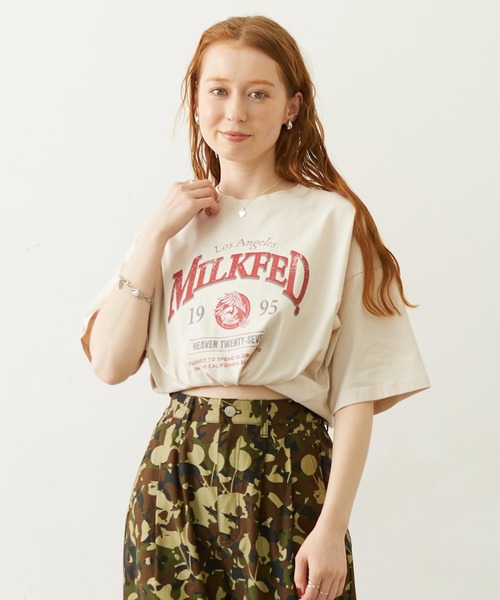 MILKFED.（ミルクフェド）の「EAGLE ARCH LOGO S/S TEE（Tシャツ/カットソー・レディース・オフホワイト/アッシュ/バーガンディー・L/M）」の15枚目の写真