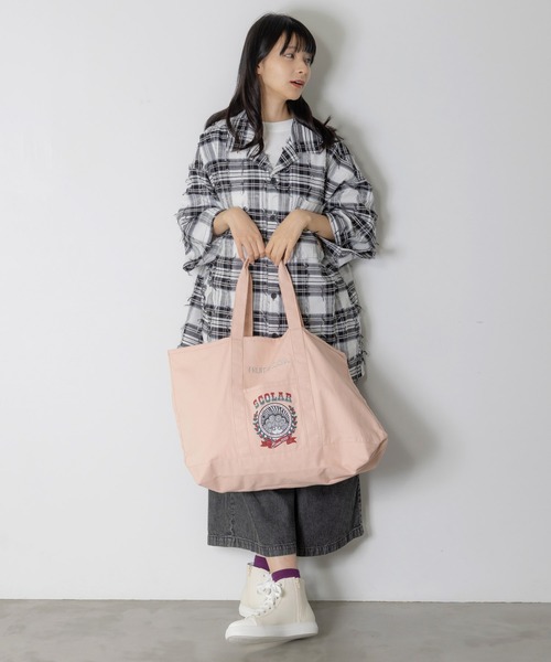 ScoLar(スカラー)の「662442:FRUIT OF THE LOOM×ScoLarコラボ トートバッグ(トートバッグ・レディース・ブラック/グレー/オフホワイト/イエロー/ネイビー/ピンク/グリーン・FREE)」の9枚目の写真