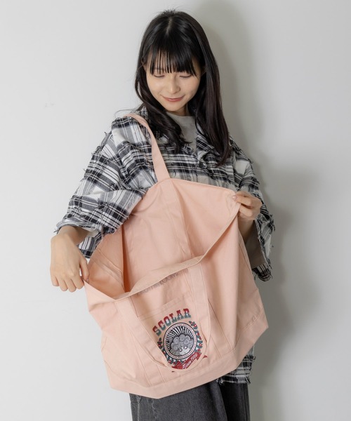 ScoLar(スカラー)の「662442:FRUIT OF THE LOOM×ScoLarコラボ トートバッグ(トートバッグ・レディース・ブラック/グレー/オフホワイト/イエロー/ネイビー/ピンク/グリーン・FREE)」の10枚目の写真