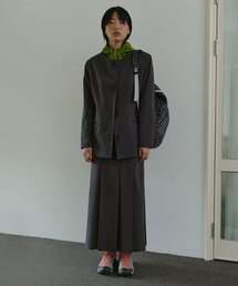 クラシックプリーツロングスカート_チャコール