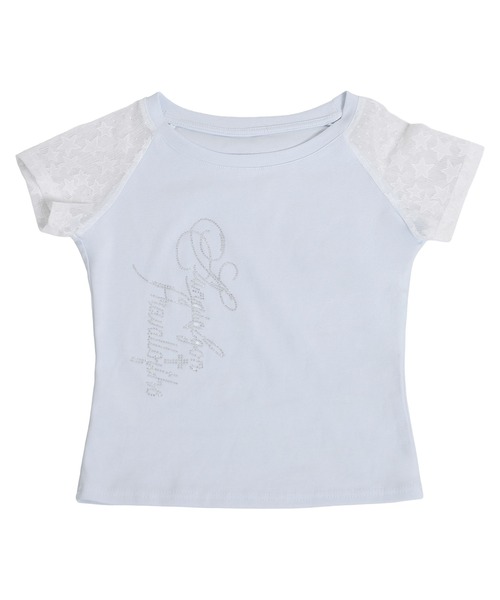 Diable baiser(ディアブルベーゼ)の「Y2K星レースラグランスリーブ切替ストーンロゴ 半袖Tシャツ(Tシャツ/カットソー・レディース・ブラック/サックスブルー・FREE)」の9枚目の写真