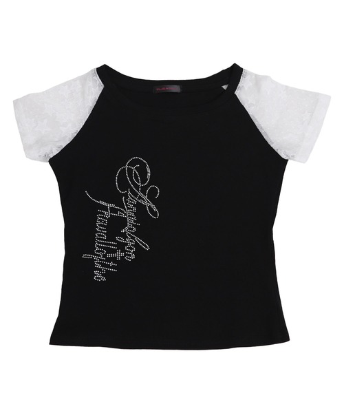 Diable baiser(ディアブルベーゼ)の「Y2K星レースラグランスリーブ切替ストーンロゴ 半袖Tシャツ(Tシャツ/カットソー・レディース・ブラック/サックスブルー・FREE)」の10枚目の写真