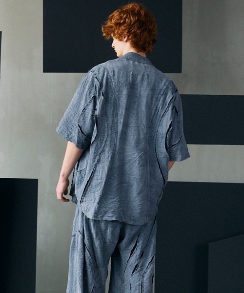 MAISON SPECIAL(メゾンスペシャル)の「《UNISEX》Tuck Washer Prime-Over TSUGIHAGI Short Sleeve Shirt/タックワッシャープライムオーバーツギハギショートスリーブシャツ【MAISON SPECIAL/メゾンスペシャル】■セットアップ対応■(シャツ/ブラウス・メンズ・グレー/ラベンダー/モカ・0/1/2)」の8枚目の写真