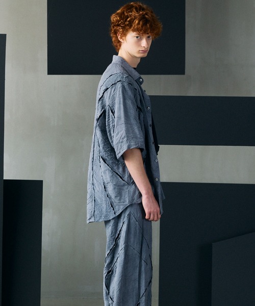 MAISON SPECIAL(メゾンスペシャル)の「《UNISEX》Tuck Washer Prime-Over TSUGIHAGI Short Sleeve Shirt/タックワッシャープライムオーバーツギハギショートスリーブシャツ【MAISON SPECIAL/メゾンスペシャル】■セットアップ対応■(シャツ/ブラウス・メンズ・グレー/ラベンダー/モカ・0/1/2)」の7枚目の写真