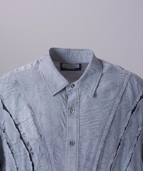 MAISON SPECIAL(メゾンスペシャル)の「《UNISEX》Tuck Washer Prime-Over TSUGIHAGI Short Sleeve Shirt/タックワッシャープライムオーバーツギハギショートスリーブシャツ【MAISON SPECIAL/メゾンスペシャル】■セットアップ対応■(シャツ/ブラウス・メンズ・グレー/ラベンダー/モカ・0/1/2)」の18枚目の写真
