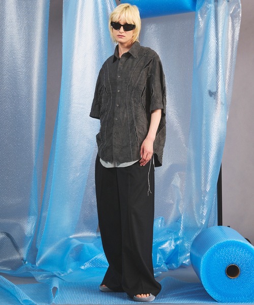 MAISON SPECIAL(メゾンスペシャル)の「《UNISEX》Tuck Washer Prime-Over TSUGIHAGI Short Sleeve Shirt/タックワッシャープライムオーバーツギハギショートスリーブシャツ【MAISON SPECIAL/メゾンスペシャル】■セットアップ対応■(シャツ/ブラウス・メンズ・グレー/ラベンダー/モカ・0/1/2)」の22枚目の写真