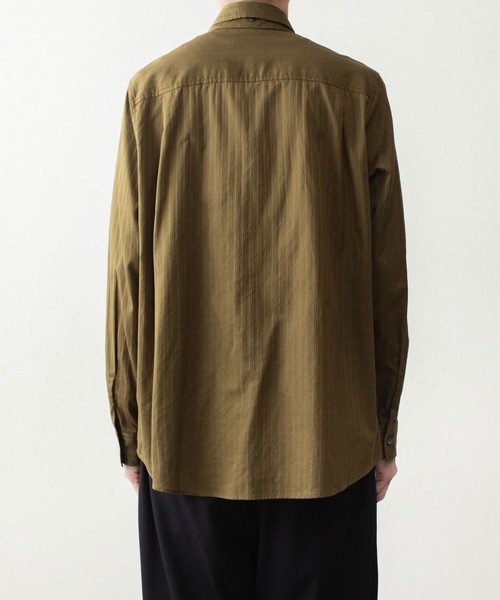 ATTACHMENT（アタッチメント）の「コットン シャドーストライプ ブロード ナロータイ L/S シャツ / CO SHADOW STRIPE BROAD NARROW TIE L/S SHIRT（シャツ/ブラウス・メンズ・オフホワイト/ブラック/カーキ・1/3/2/4）」の8枚目の写真