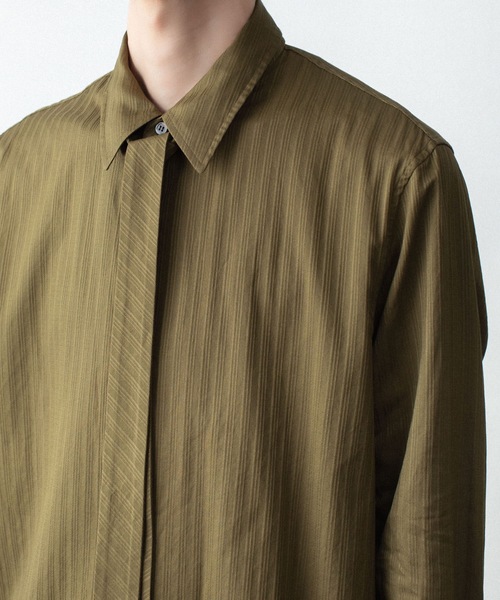ATTACHMENT（アタッチメント）の「コットン シャドーストライプ ブロード ナロータイ L/S シャツ / CO SHADOW STRIPE BROAD NARROW TIE L/S SHIRT（シャツ/ブラウス・メンズ・オフホワイト/ブラック/カーキ・1/3/2/4）」の12枚目の写真