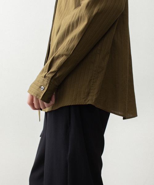 ATTACHMENT（アタッチメント）の「コットン シャドーストライプ ブロード ナロータイ L/S シャツ / CO SHADOW STRIPE BROAD NARROW TIE L/S SHIRT（シャツ/ブラウス・メンズ・オフホワイト/ブラック/カーキ・1/3/2/4）」の13枚目の写真