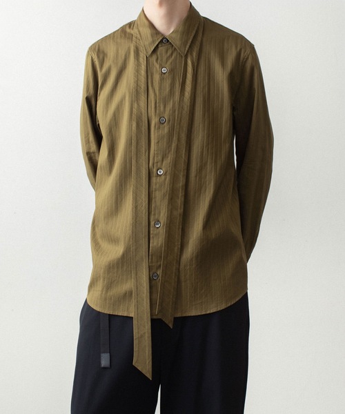 ATTACHMENT（アタッチメント）の「コットン シャドーストライプ ブロード ナロータイ L/S シャツ / CO SHADOW STRIPE BROAD NARROW TIE L/S SHIRT（シャツ/ブラウス・メンズ・オフホワイト/ブラック/カーキ・1/3/2/4）」の6枚目の写真