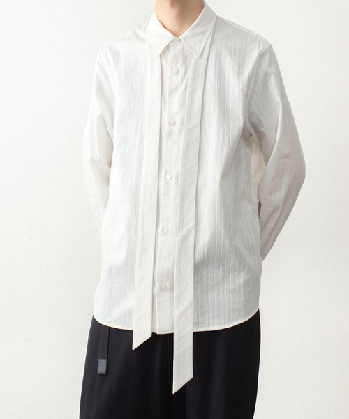 ATTACHMENT（アタッチメント）の「コットン シャドーストライプ ブロード ナロータイ L/S シャツ / CO SHADOW STRIPE BROAD NARROW TIE L/S SHIRT（シャツ/ブラウス・メンズ・オフホワイト/ブラック/カーキ・1/3/2/4）」の17枚目の写真