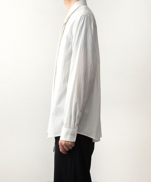 ATTACHMENT（アタッチメント）の「コットン シャドーストライプ ブロード ナロータイ L/S シャツ / CO SHADOW STRIPE BROAD NARROW TIE L/S SHIRT（シャツ/ブラウス・メンズ・オフホワイト/ブラック/カーキ・1/3/2/4）」の18枚目の写真