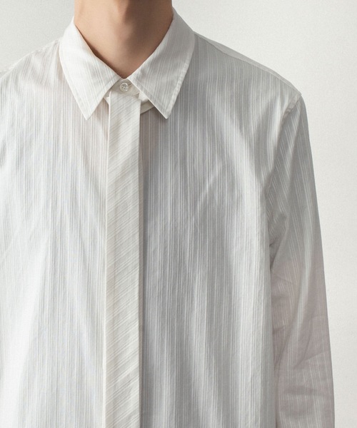 ATTACHMENT（アタッチメント）の「コットン シャドーストライプ ブロード ナロータイ L/S シャツ / CO SHADOW STRIPE BROAD NARROW TIE L/S SHIRT（シャツ/ブラウス・メンズ・オフホワイト/ブラック/カーキ・1/3/2/4）」の20枚目の写真