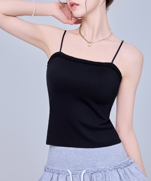 Miniministore(ミニミニストア)の「レースフリルブラトップカップ付キャミ春夏(キャミソール・レディース・ブラック/アイボリー/キャメル/グレイッシュベージュ・FREE)」の9枚目の写真