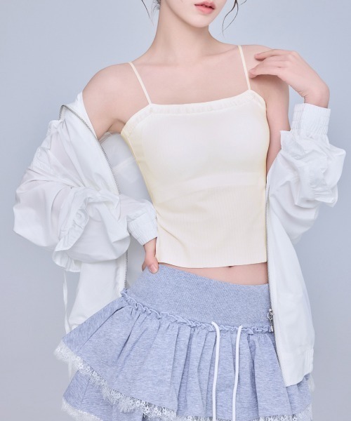 Miniministore(ミニミニストア)の「レースフリルブラトップカップ付キャミ春夏(キャミソール・レディース・ブラック/アイボリー/キャメル/グレイッシュベージュ・FREE)」の12枚目の写真