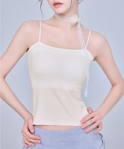 Miniministore(ミニミニストア)の「レースフリルブラトップカップ付キャミ春夏(キャミソール・レディース・ブラック/アイボリー/キャメル/グレイッシュベージュ・FREE)」の13枚目の写真
