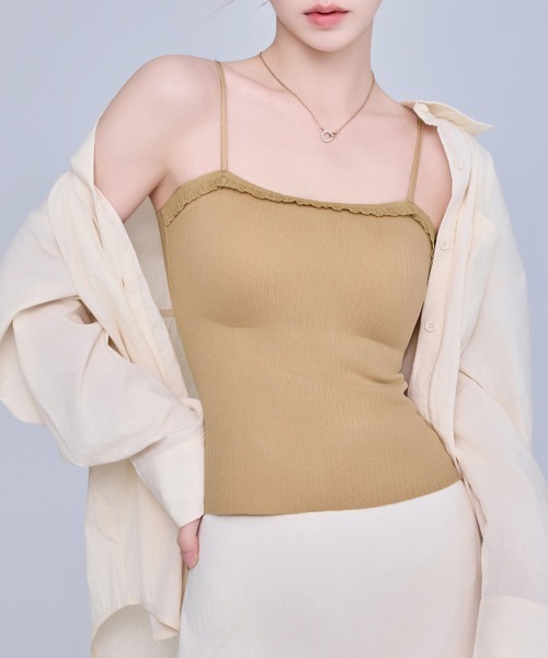 Miniministore(ミニミニストア)の「レースフリルブラトップカップ付キャミ春夏(キャミソール・レディース・ブラック/アイボリー/キャメル/グレイッシュベージュ・FREE)」の14枚目の写真
