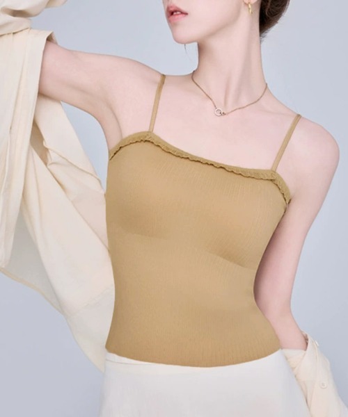 Miniministore(ミニミニストア)の「レースフリルブラトップカップ付キャミ春夏(キャミソール・レディース・ブラック/アイボリー/キャメル/グレイッシュベージュ・FREE)」の15枚目の写真
